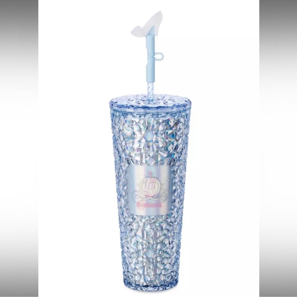 Silver Textured Tumbler with Straw